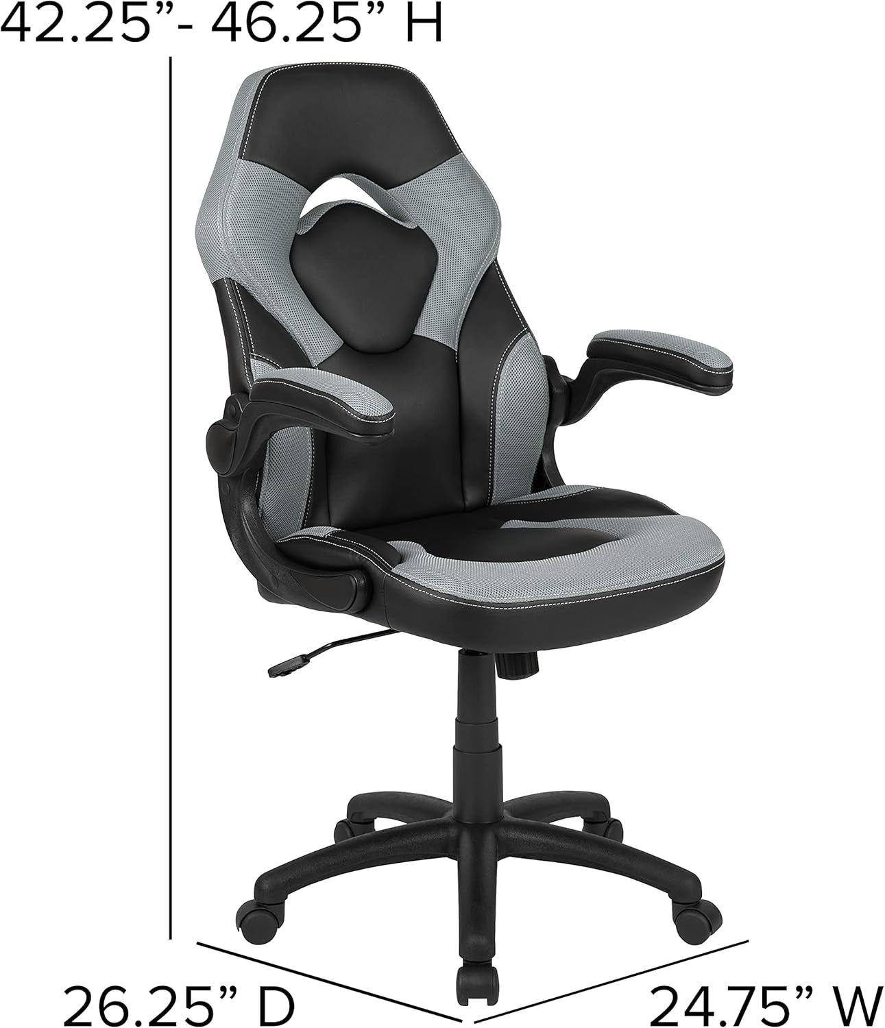Gaming Bundle-Red Desk, Cup Holder, Headphone Hook and Gray Chair