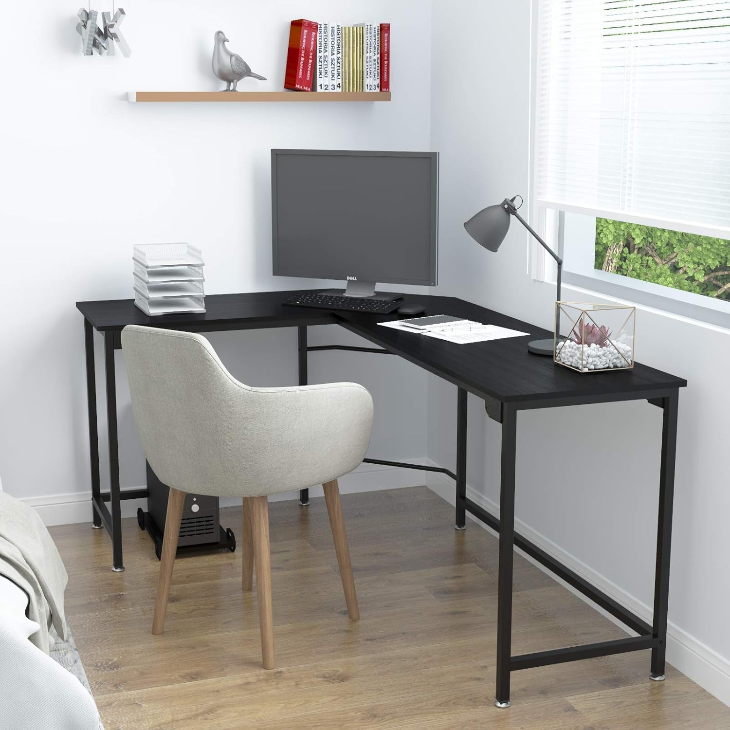 L Shaped Desk Black Corner Gaming Computer Desk for Home Office PC Laptop Workstation Study Writing Work Gamer Table,Small Size