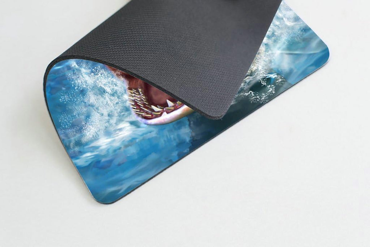 Great White Shark Mouse Pad Custom,Great White Shark Jumping Out of Water with Its Open Mouth Non Slip Mouse Pad