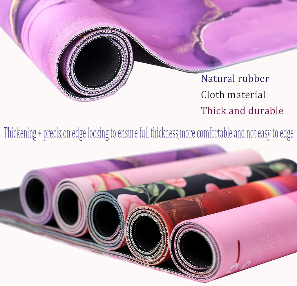 Large Gaming Mousepad and Coffe Coaster, XL Purple Marble Desk Mat Mouse Pad Large Non Slip Rubber Base Mouse Pad with Sewn Edge, Waterproof Keyboard Mousepad, Office Desk Mat, Suitable for Work,