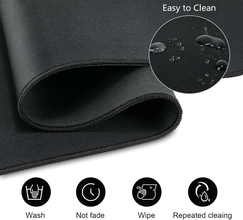 Desk Pad, Keyboard Mouse Pad, Large Anti-Slip Rubber Base Mousepad with Stitched Edges, Extended Long Mice Pad for Computer,Laptop,Work,Office, 31.5 X 11.8 Inch, Gold Green Leaves Line Art