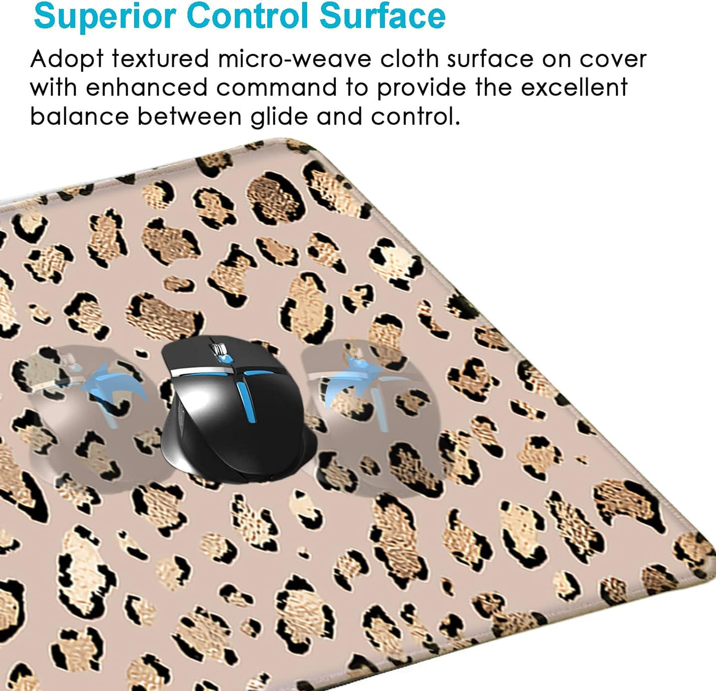Large Gaming Mouse Pad, Desk Pad, Computer Keyboard Mouse Mat Non-Slip Mousepad Rubber Base and Stitched Edges for Gamer Home&Office, 31.5X11.8 Inch, Leopard Print Gold Shining Spots