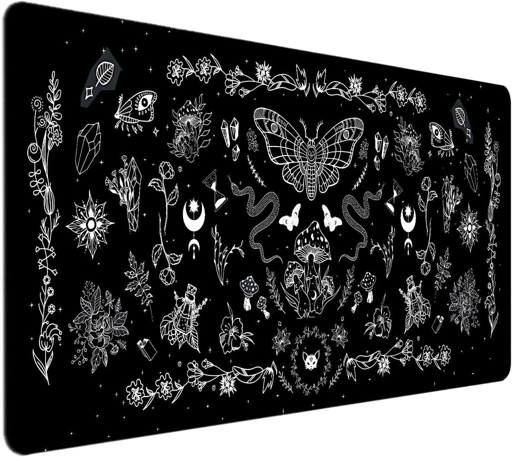 Goth Desk Mat, Black Occult Large Mouse Pad, Halloween Desk Decor, Witchy XXL Mousepad, Celestial Mushroom Gaming Mousepad, Office Accessories Gifts