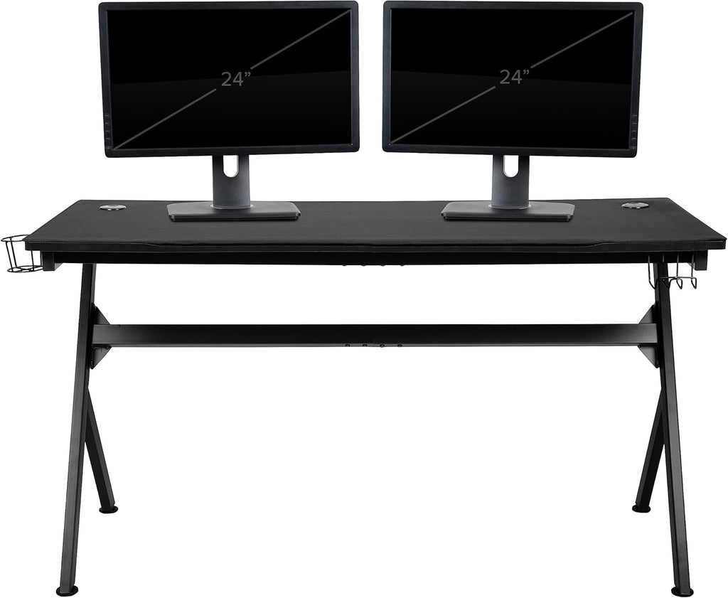 Black/Red Gaming Desk Bundle - Cup/Headset Holder/Mouse Pad Top