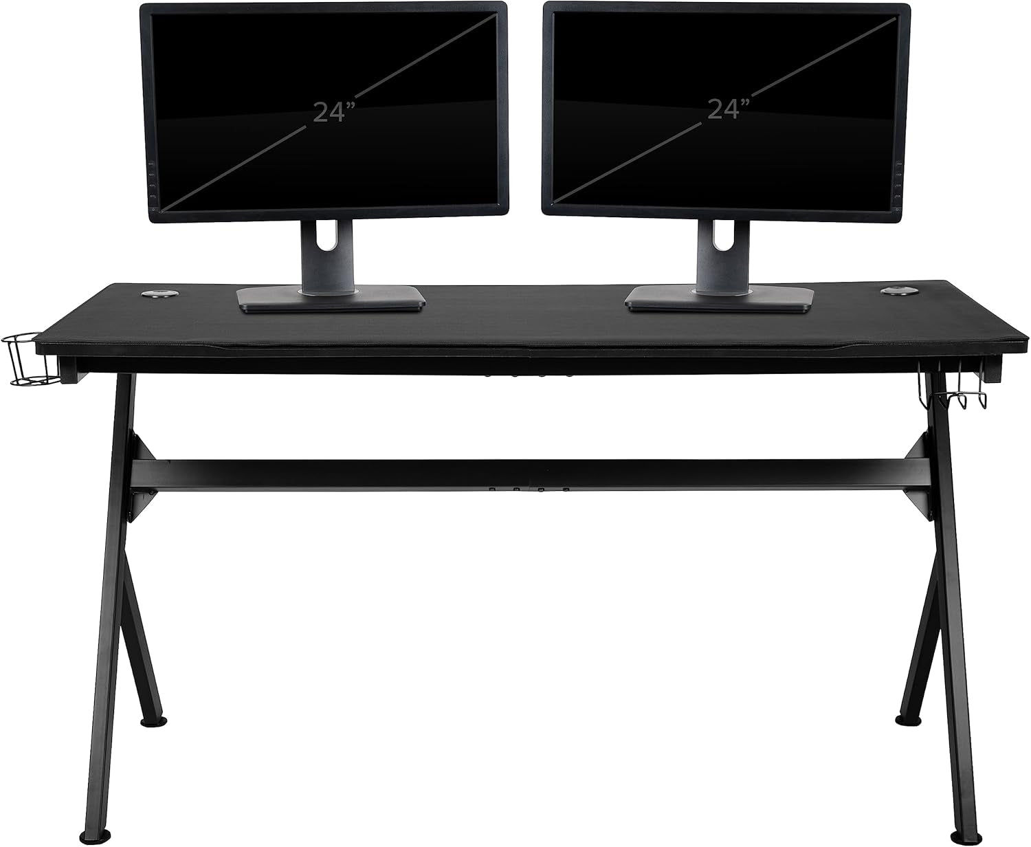 Black/Red Gaming Desk Bundle - Cup/Headset Holder/Mouse Pad Top