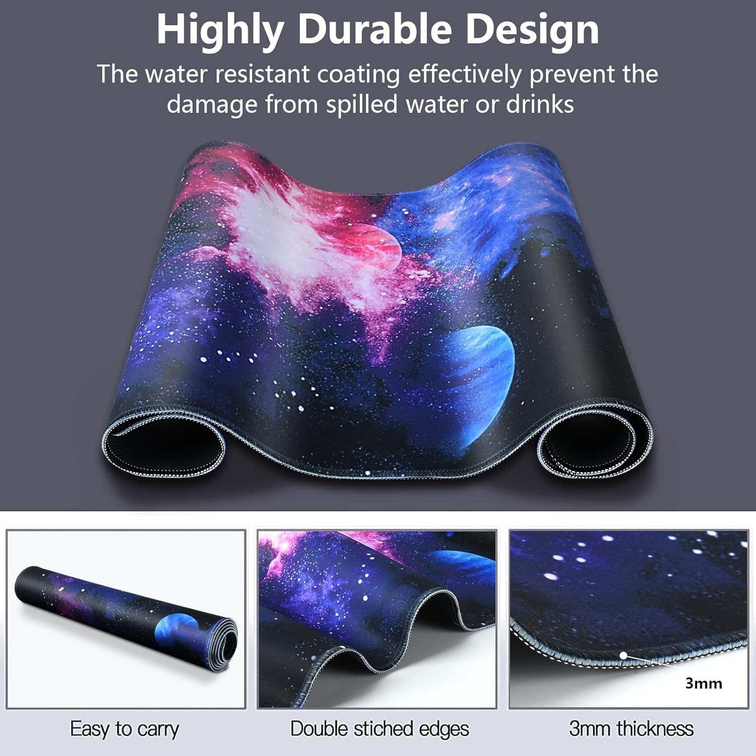 Gaming Mouse Pad, XXL Large Extended Ｍousepad, 35.4X15.7 in with Stitched Edges Computer Keyboard Desk Pad, with Waterproof Non-Slip Base for Home/Office/Gaming/Work/Mouse Pads for Desk, Color