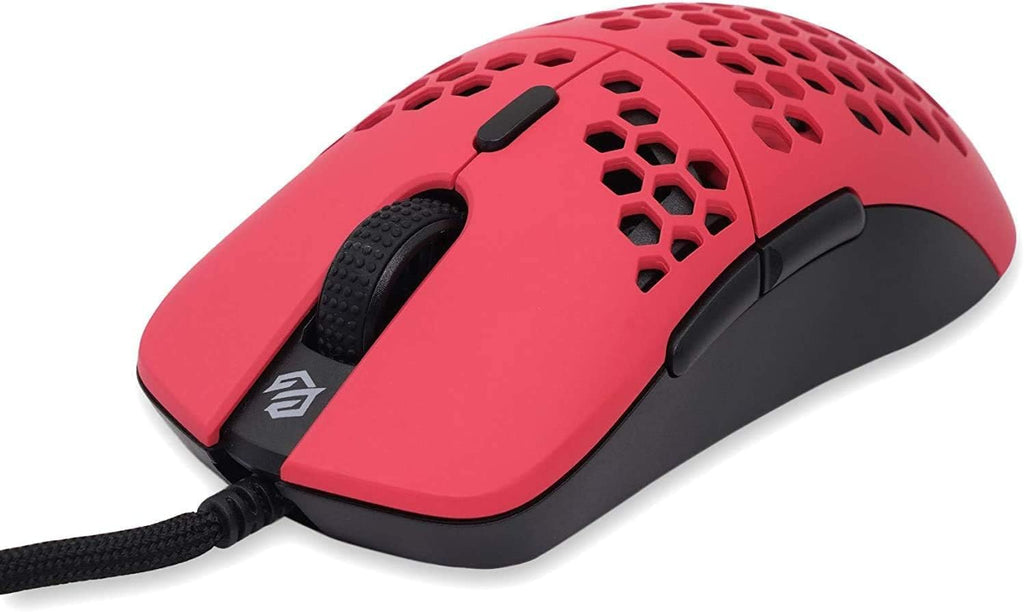 Hati HTM/HT-M Medium 56G Ultra Lightweight Honeycomb Wired Gaming Mouse, Pixart 3389 Sensor 16000 DPI, 6 Programmable Buttons, Low Latency, for Pc/Mac (Faze Red)