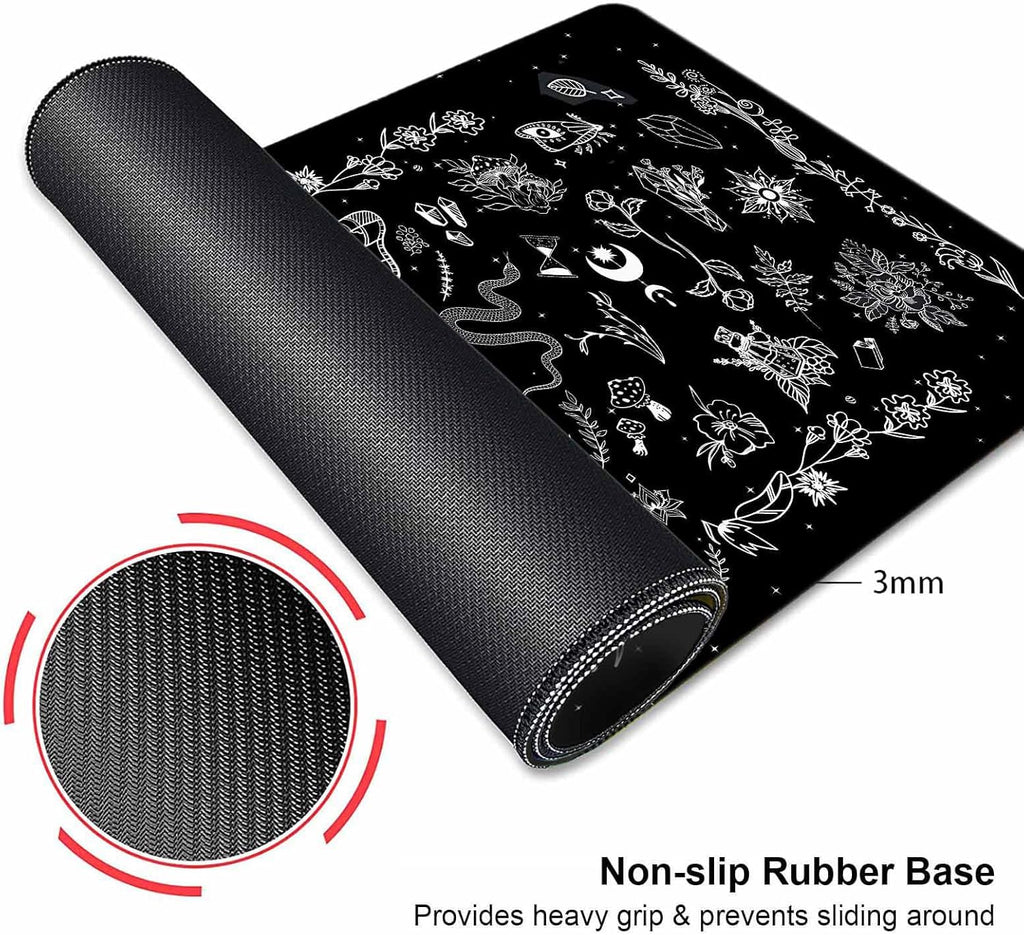 Goth Desk Mat, Black Occult Large Mouse Pad, Halloween Desk Decor, Witchy XXL Mousepad, Celestial Mushroom Gaming Mousepad, Office Accessories Gifts