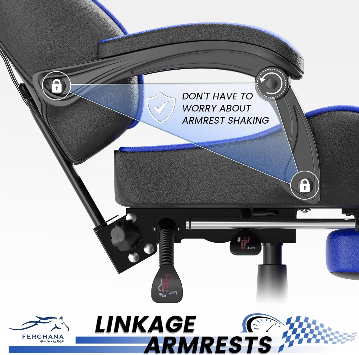 Blue Gaming Chairs with Footrest, PC Gaming Chairs for Adults Teens, Racing Style, Luxurious Comfort, Waterproof PU Leather