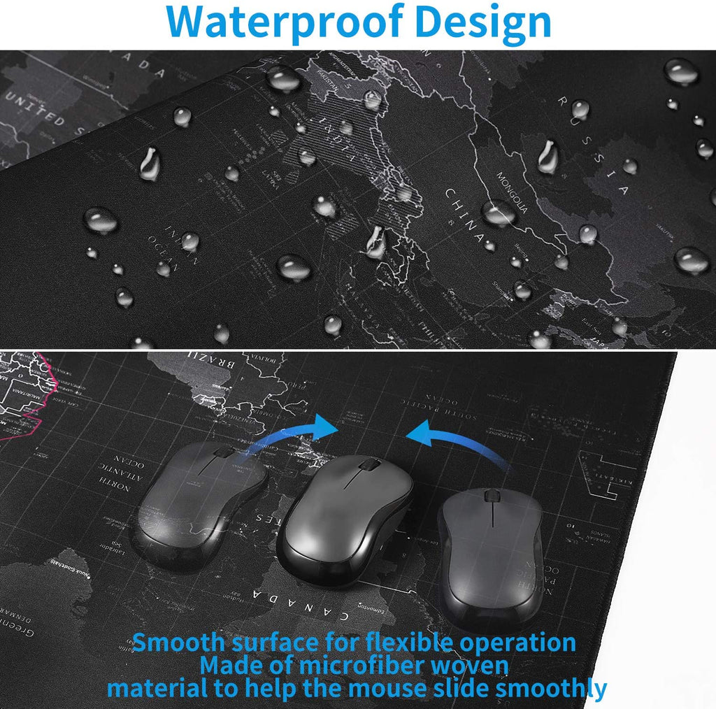 Large Gaming Mouse Map Pad 800×300×2MM (31.50X11.81X0.08 Inch),With Non-Slip Base,Waterproof and Foldable Pad,Desktop Pad Suitable for Gamers,Suitable for Desktop,Office and Home,Black