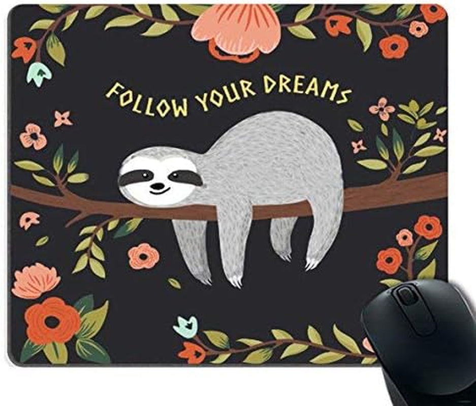 Gaming Mouse Pad Custom,Follow Your Dreams Mouse Pad Cute Baby Sloth on the Tree Personality Desings Gaming Mouse Pad