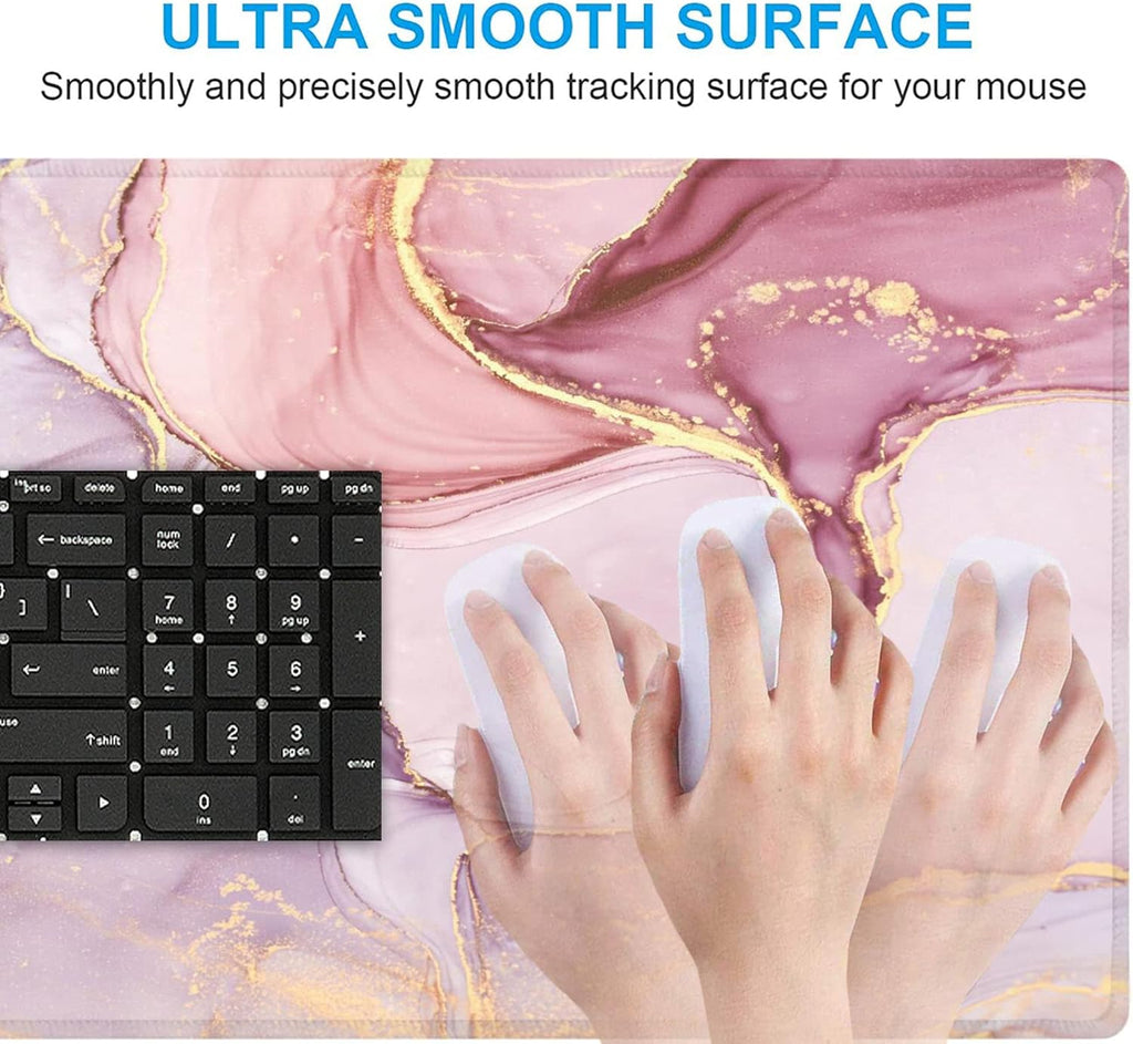 Large Gaming Mouse Pad Extended Mousepad Computer Keyboard Mouse Mat Desk Pad for Home Office Gaming Work (Pretty Pink Marble-M)