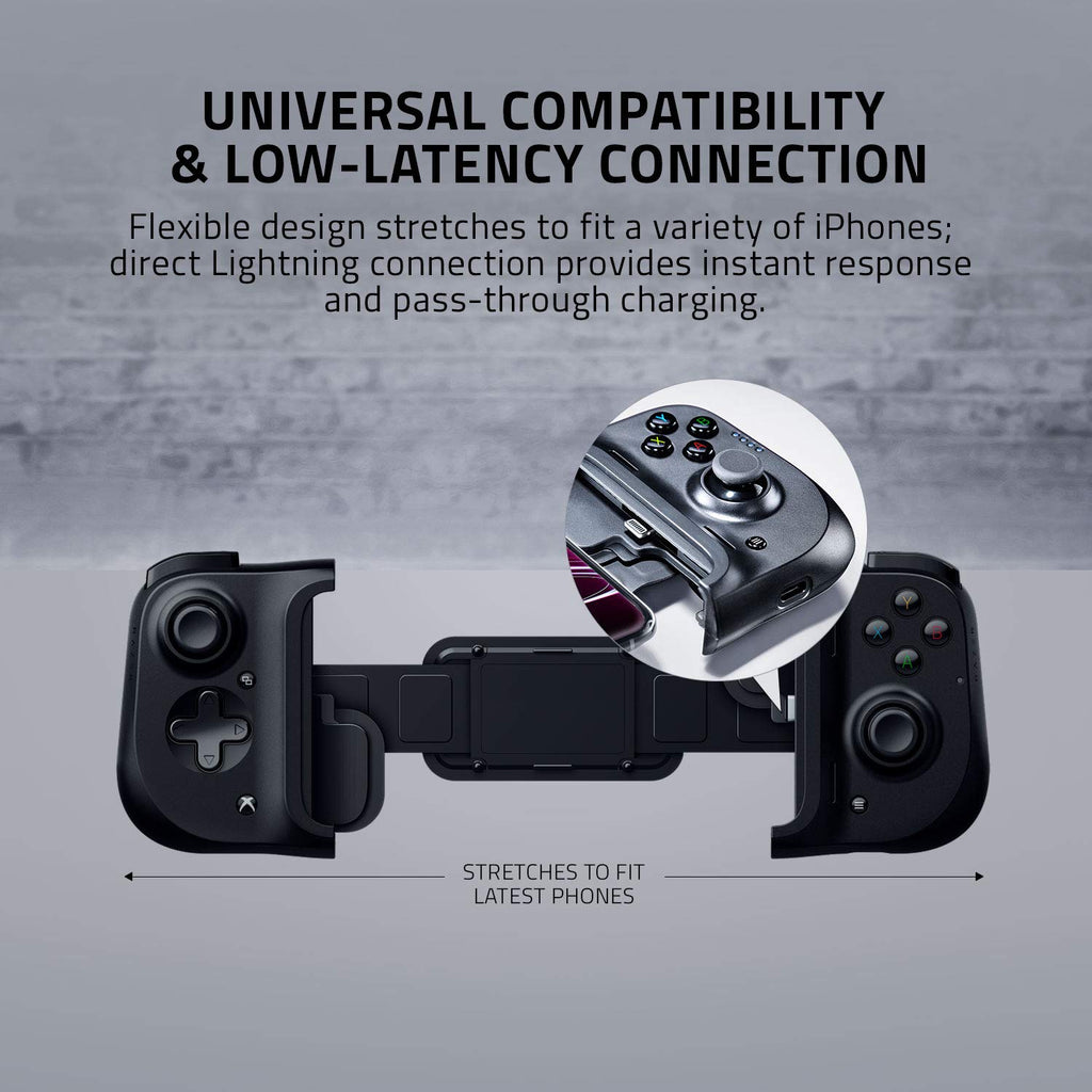Kishi Mobile Game Controller/Gamepad for Iphone Ios: Works with Most Iphones – X, 11, 12, 13, 13 Max - Apple Arcade, Amazon Luna, Google Stadia - Lightning Port Passthrough - Mfi Certified
