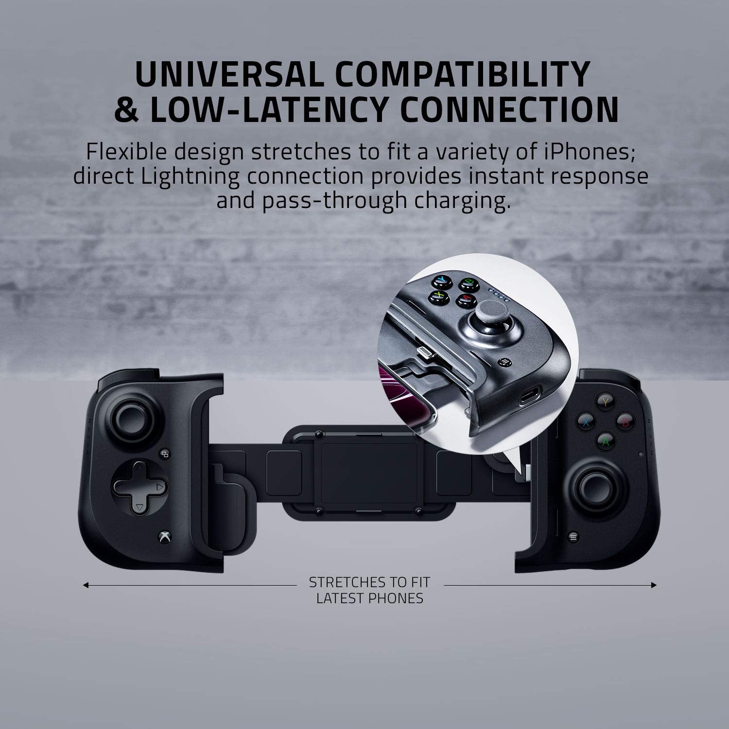 Kishi Mobile Game Controller/Gamepad for Iphone Ios: Works with Most Iphones – X, 11, 12, 13, 13 Max - Apple Arcade, Amazon Luna, Google Stadia - Lightning Port Passthrough - Mfi Certified