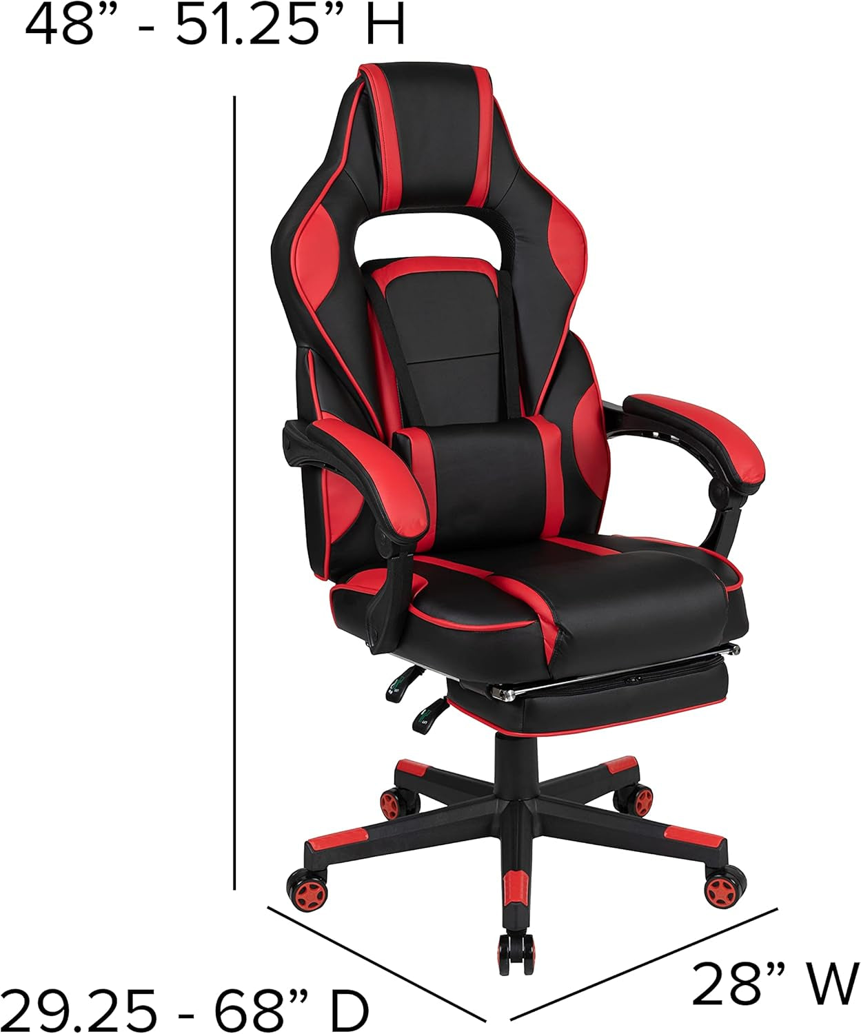 Gaming Bundle-Cup/Headphone Desk & Red Reclining Footrest Chair