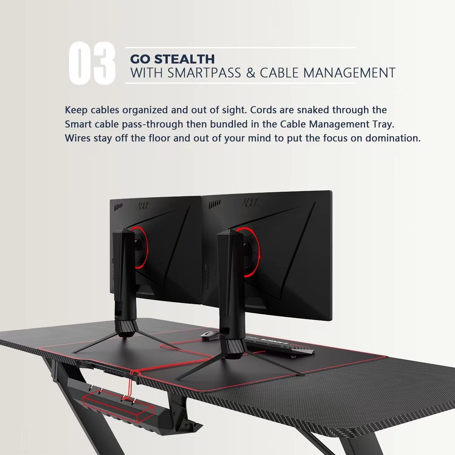 Ergonomic Gaming Desk 55 Inch, Z Shaped Office PC Computer Desk with Mouse Pad, Gamer Tables with Gaming Handle Rack, Cup Holder Headphone Hook