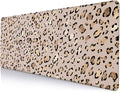 Large Gaming Mouse Pad, Desk Pad, Computer Keyboard Mouse Mat Non-Slip Mousepad Rubber Base and Stitched Edges for Gamer Home&Office, 31.5X11.8 Inch, Leopard Print Gold Shining Spots