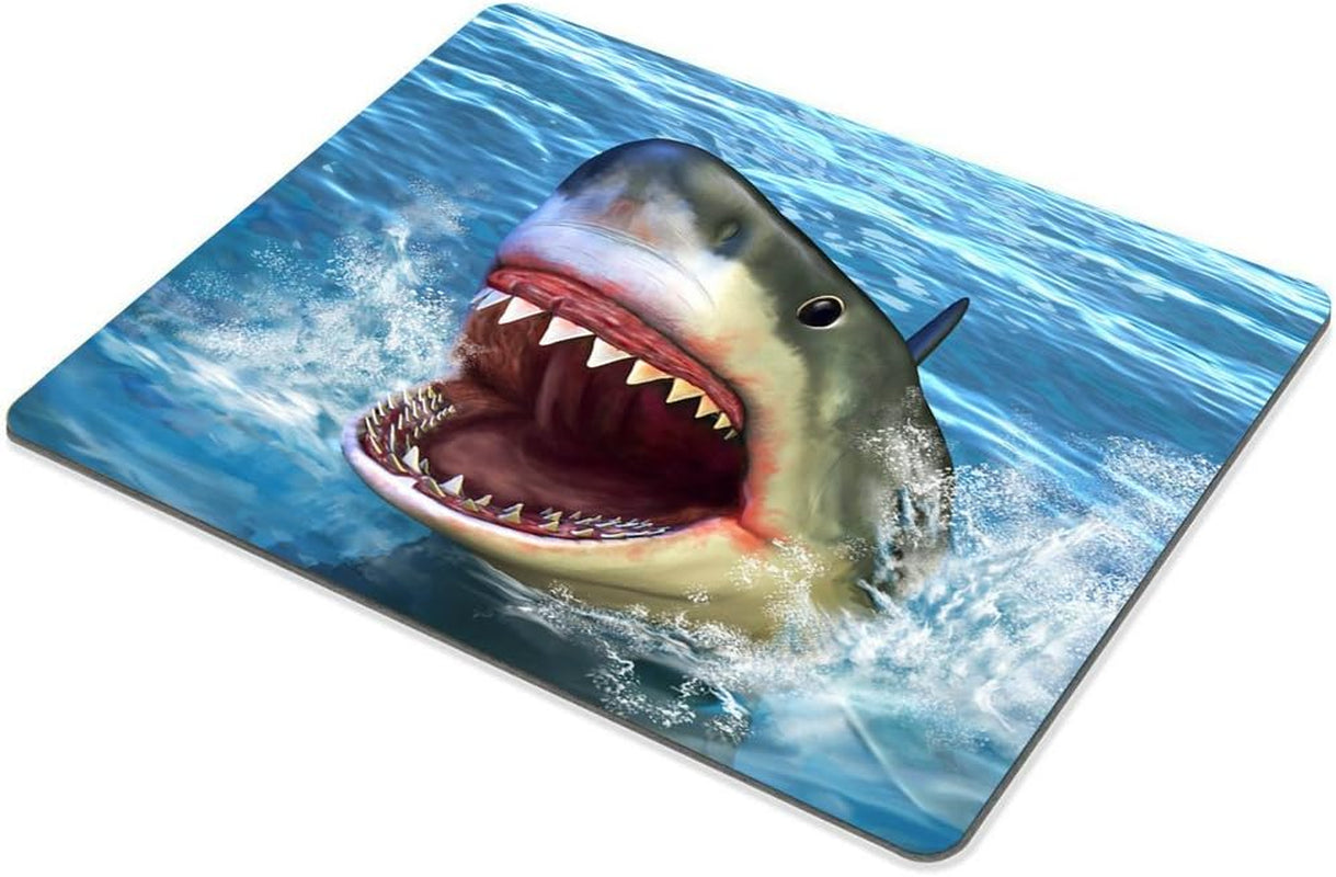 Great White Shark Mouse Pad Custom,Great White Shark Jumping Out of Water with Its Open Mouth Non Slip Mouse Pad