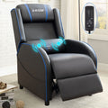 Massage Gaming Recliner Chair, Racing Style Gaming Sofa, PU Leather Home Theater Seating, Modern Living Room Recliners Ergonomic Comfortable Gamer Lounge (Blue)