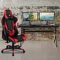 Black/Red Gaming Desk Bundle - Cup/Headset Holder/Mouse Pad Top