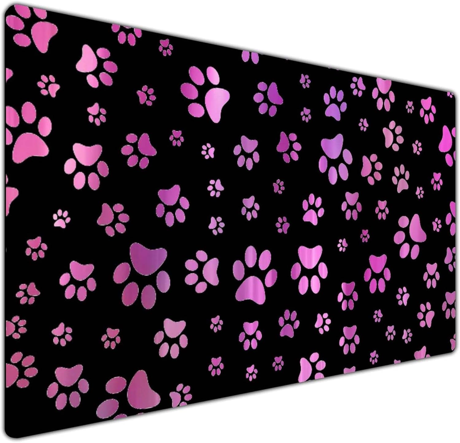 Large Mouse Pad Gaming Mouse Pad No Slip Rubber Extended Mousepad 23.6 X13.8 Inch Waterproof Mouse Mat Cute Purple and Black Dog Paw Print
