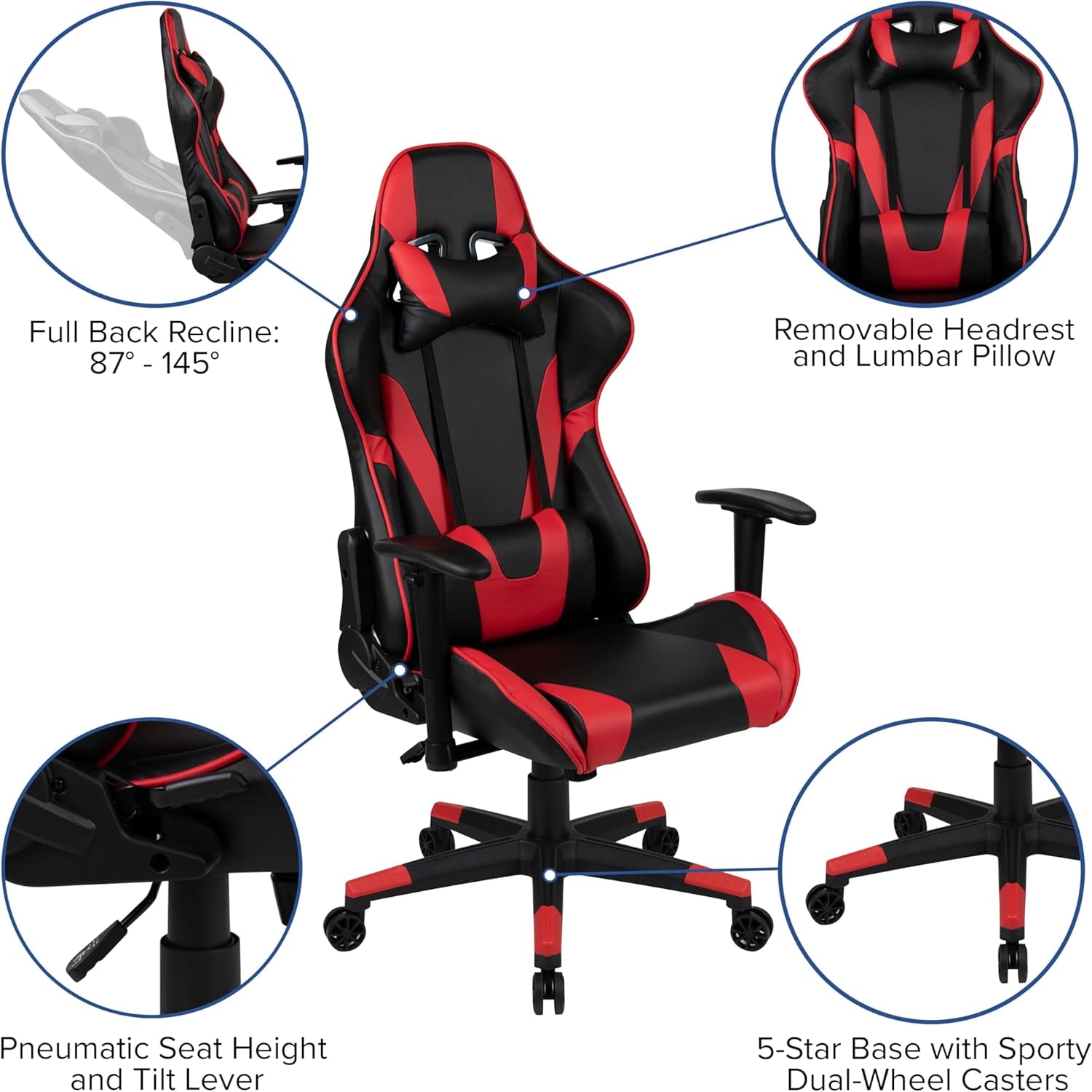 Black/Red Gaming Desk Bundle - Cup/Headset Holder/Mouse Pad Top