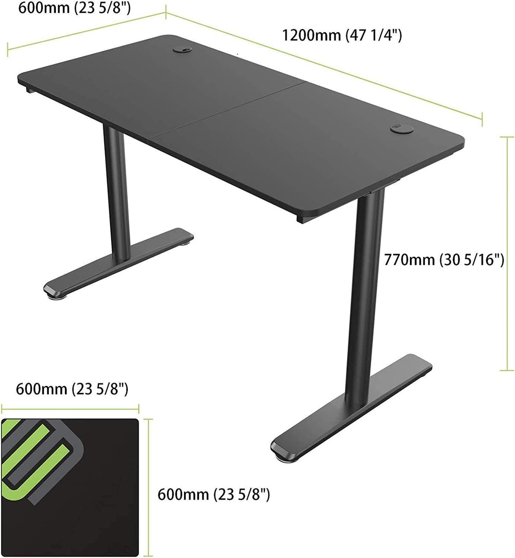 Computer Desk 47 Inch PC Laptop Table Workstation Sturdy I Shaped Leg Modern Home Office Gaming Desk for Study and Gaming,Black