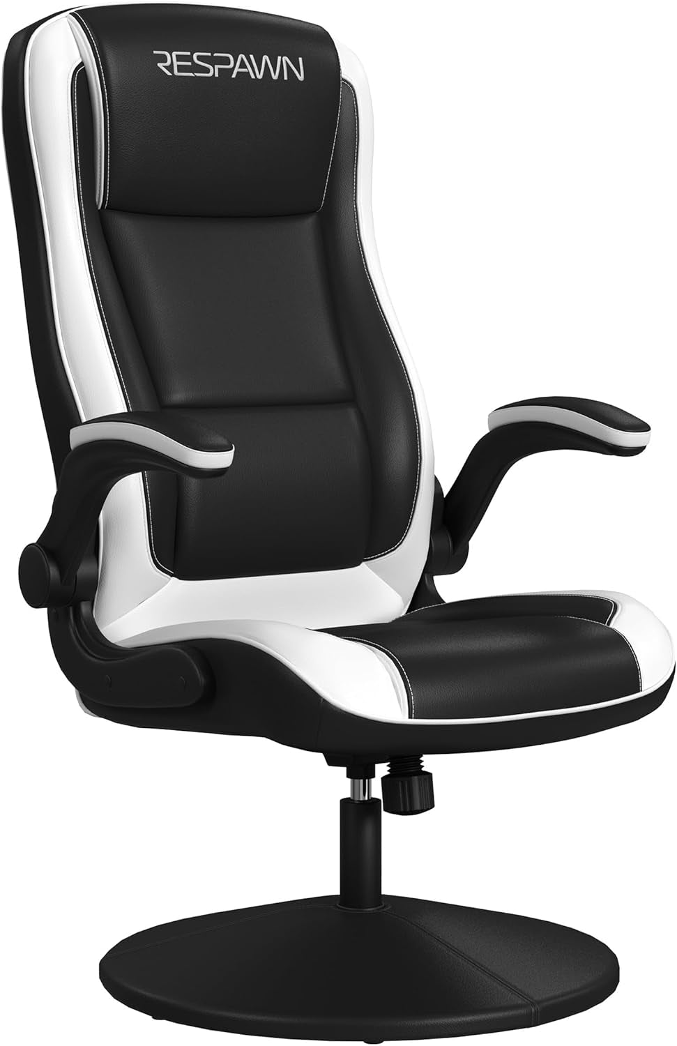 800 Swivel Rocker Gaming Chair - Ergonomic Floor Gaming Seat with Lumbar Support, Flip up Armrest, High Back, Pedestal Base, Comfortable No Wheels Console Video Game Rocker Chair - White