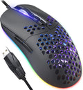 Gaming Mouse Wired Lightweight Honeycomb Mouse RGB LED Backlit USB Computer Mouse, 7 Programmable Buttons, 7200 DPI Adjustable Optical Sensor Desktop Laptop PC Gaming Mice with 5.5Ft Braided Fiber