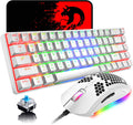 60% Mechanical Gaming Keyboard Mini 68 Keys Anti-Ghosting Wired Type C Chroma RGB 18 Backlit Effects,Lightweight Gaming Mosue 6400DPI Honeycomb Optical,116 PBT Pudding Keycaps for PC Gamers(White)