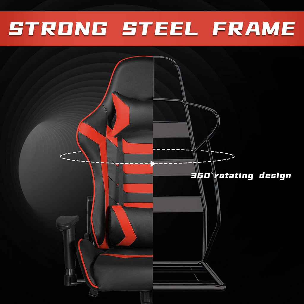 Gaming Chair, High Back Ergonomic Office Chair Computer Chair for Teens, Desk Chair with Adjustable Swivel Task Chair for Adults with Headrest and Lumbar Support Red…