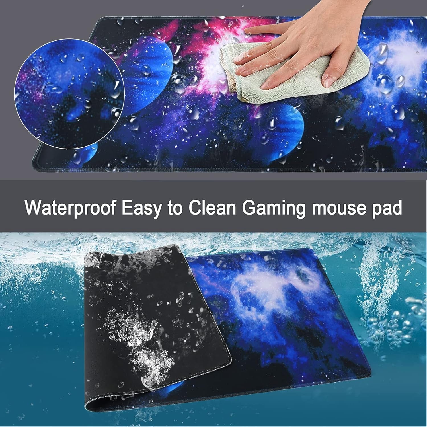 Gaming Mouse Pad, XXL Large Extended Ｍousepad, 35.4X15.7 in with Stitched Edges Computer Keyboard Desk Pad, with Waterproof Non-Slip Base for Home/Office/Gaming/Work/Mouse Pads for Desk, Color