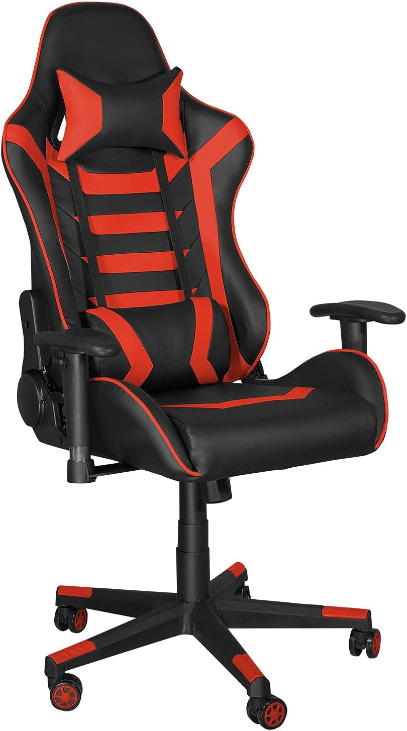 Gaming Chair, High Back Ergonomic Office Chair Computer Chair for Teens, Desk Chair with Adjustable Swivel Task Chair for Adults with Headrest and Lumbar Support Red…
