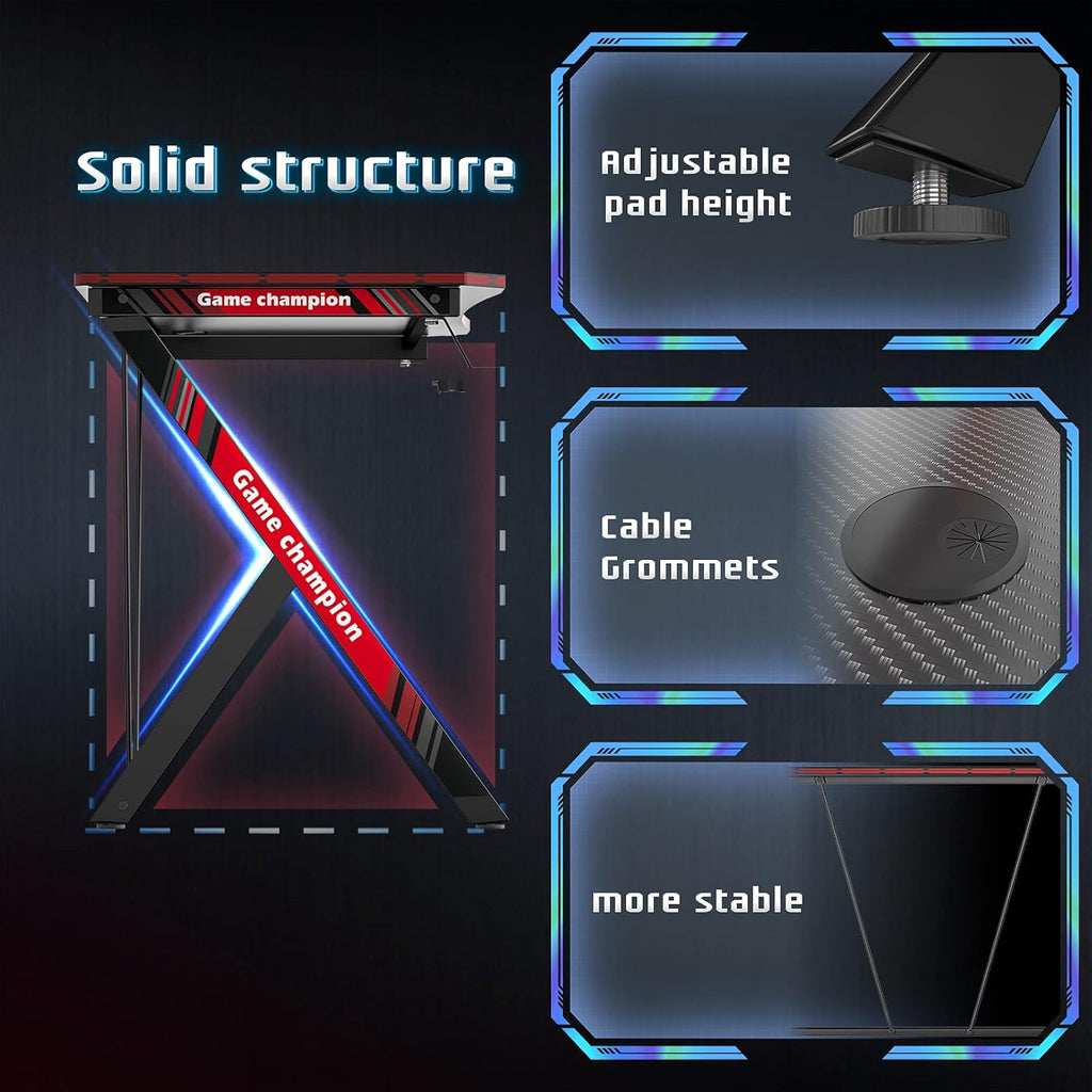 40 Inch Gaming Desk Gaming Computer Desk, PC Computer Desk Gamer Desk Workstation with Cup Holder and Headphone Hook