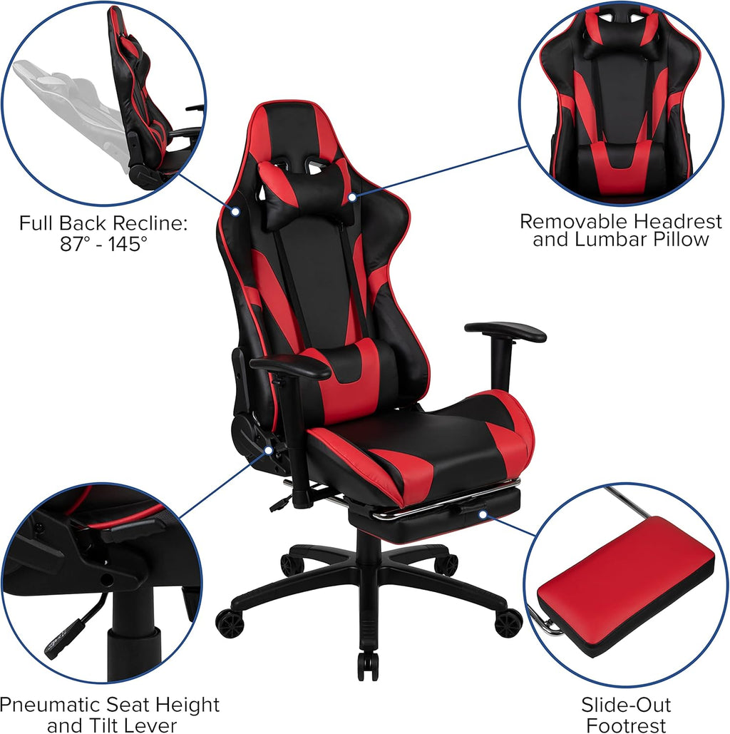 Black/Red Gaming Desk Bundle - Cup/Headset Holder/Mouse Pad Top