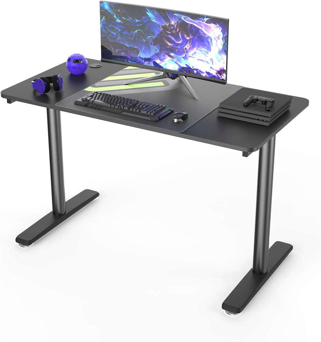 Computer Desk 47 Inch PC Laptop Table Workstation Sturdy I Shaped Leg Modern Home Office Gaming Desk for Study and Gaming,Black