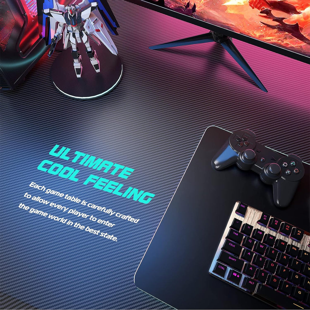 Gaming Desk 55 Inch PC Computer Desk, Home Office Desk Workstation, Professional Gaming Desk Table with Cup Holder & Headphone Hook